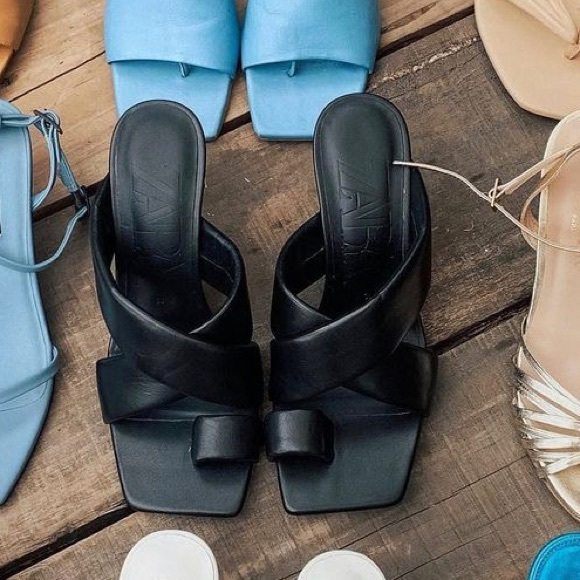 Zara Padded Heeled Leather Sandals NWT - Picture 13 of 15